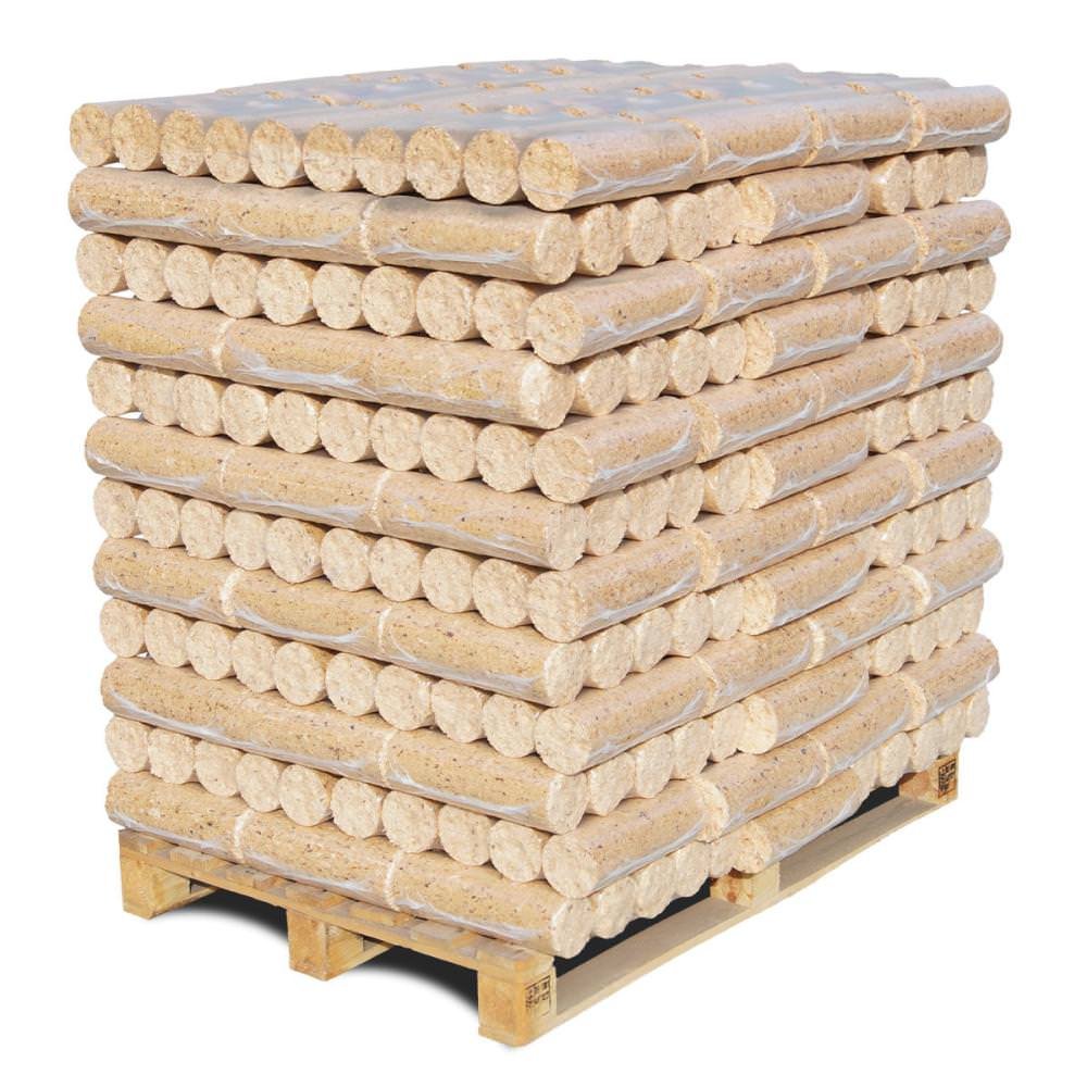 Pressholz-Briketts Hartholz Palette 1008kg 7,5kg Packungen